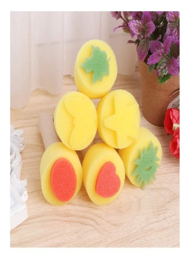 Brille Bee Foam Paint Brushes for Kids, 6 Pieces Flower Shape Sponge Stamps, DIY Art Drawing Tools - Image 2